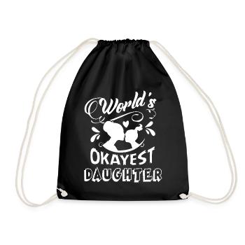 Daughter World's Okayest Daughter - Drawstring Bag - black - Front