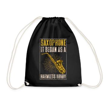Saxophone Saxophone It Began As A - Drawstring Bag - black - Front
