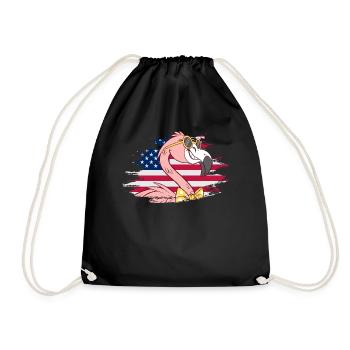 Flamant rose Drapeau américain Flamingo Lover - Sac de sport léger - noir - Devant