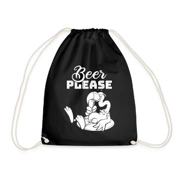 Funny Flamingo Beer please - Funny Flamingo Beer - Drawstring Bag - black - Front