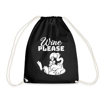 Funny Flamingo Wine please - Funny Flamingo Wine - Drawstring Bag - black - Front