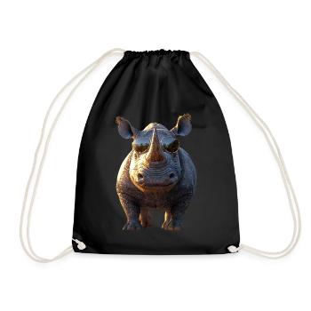 Nashorn Rhinozeros Afrika Safari Nashörner Rhino - Turnbeutel - Schwarz - Vorne