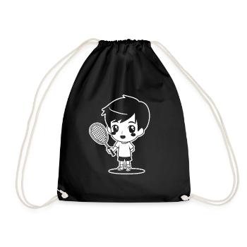 Badminton Kid Dessin animé - Sac de sport léger - noir - Devant