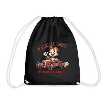 Go-Kart Vintage Born To Kart Saying - Drawstring Bag - black - Front