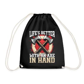 Axt Werfen Axt Werfer Axe Throwing - Turnbeutel - Schwarz - Vorne