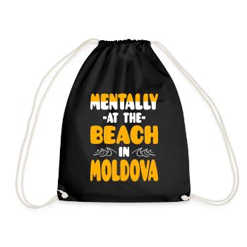Mentally At The Beach In Moldova - Drawstring Bag - black - Front