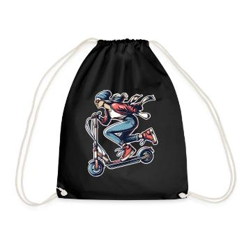 E-Scooter E-Roller Frau Scooter - Turnbeutel - Schwarz - Vorne