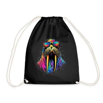 Walrus, tusks, seal, wild Pacific walruses - Drawstring Bag - black - Front