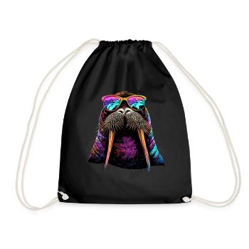 Walrus, tusks, seal, wild Pacific walruses - Drawstring Bag - black - Front