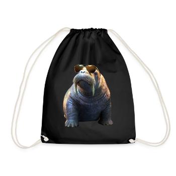 Walrus, tusks, seal, wild Pacific walruses - Drawstring Bag - black - Front
