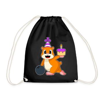 Hamster Birthday Bowling - Drawstring Bag - black - Front