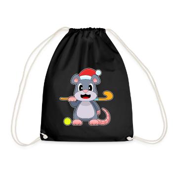 Mouse Christmas Field Hockey - Drawstring Bag - black - Front