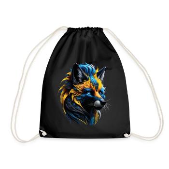 Lustiges Fuchs Fox Kunst Tier Natur Wildtier Tiere - Turnbeutel - Schwarz - Vorne