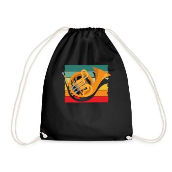 Tuba Player Vintage Music Retro Look - Drawstring Bag - black - Front
