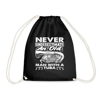 Tuba Player Never Underestimate An Old Man - Drawstring Bag - black - Front