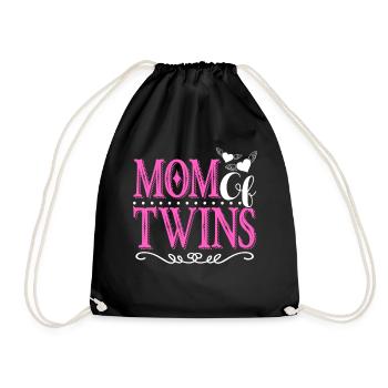 Mother's Day Mom Of Twins - Drawstring Bag - black - Front