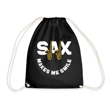 Saxophone Pun Sax Makes Me Smile - Drawstring Bag - black - Front