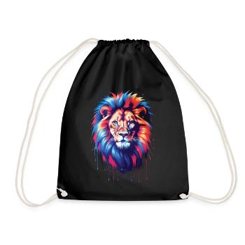 Lion Lover Wildlife Safari Art Lion Colorful - Drawstring Bag - black - Front