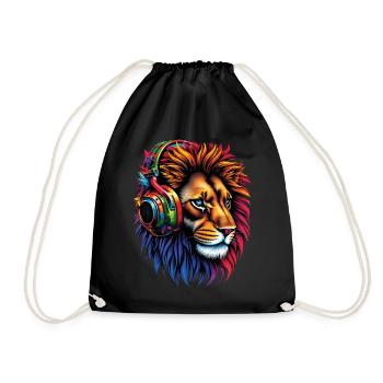 Lion Lover Wildlife Safari Art Lion Colorful - Drawstring Bag - black - Front