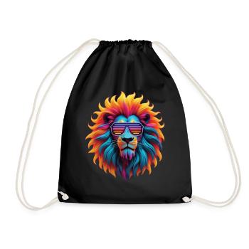 Lion Lover Wildlife Safari Art Lion Colorful - Drawstring Bag - black - Front