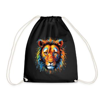 Lion Lover Wildlife Safari Art Lion Colorful - Drawstring Bag - black - Front