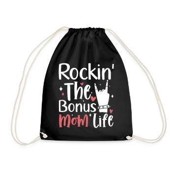 Rockin The Bonus Mom Life Funny Stepmom - Drawstring Bag - black - Front