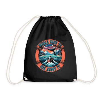 Whale Watching Whale Have To Sea Marine Animal - Drawstring Bag - black - Front
