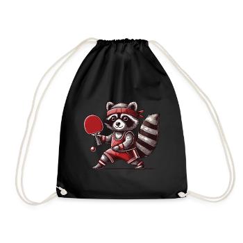 Tennis de table raton laveur joueur Illustration - Sac de sport léger - noir - Devant