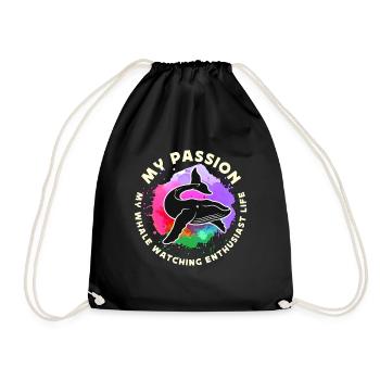 Whale Watching My Passion My Whale Marine Animal - Drawstring Bag - black - Front