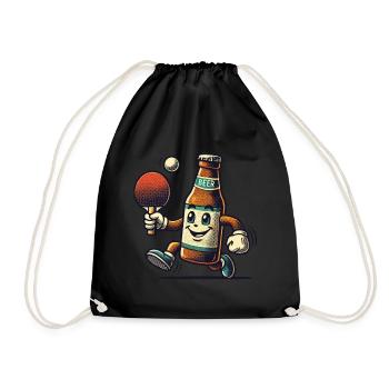 Bierflasche Tischtennis Lustiger Spaß - Turnbeutel - Schwarz - Vorne