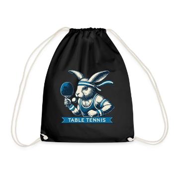 Bunny Table Tennis Master Vintage Retro Style - Drawstring Bag - black - Front
