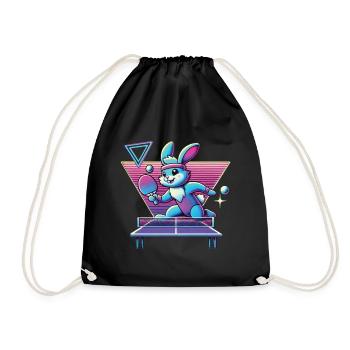 Vaporwave Lapin de Tennis de Table Sinthwave Retro - Sac de sport léger - noir - Devant