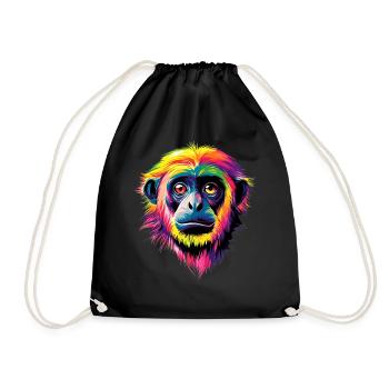 Gibbon Affe Weißhandgibbon Monkey Süße Lar Gibbons - Turnbeutel - Schwarz - Vorne