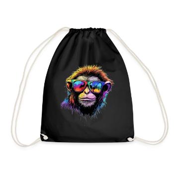 Gibbon Monkey Whitehand Gibbon Monkey Cute Lar Gibbons - Drawstring Bag - black - Front