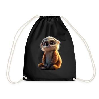 Gibbon Monkey Whitehand Gibbon Monkey Cute Lar Gibbons - Drawstring Bag - black - Front