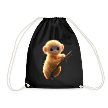 Gibbon Affe Weißhandgibbon Monkey Süße Lar Gibbons - Turnbeutel - Schwarz - Vorne