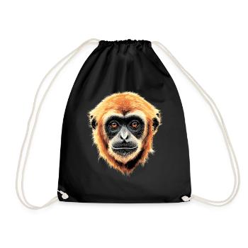 Gibbon Monkey Whitehand Gibbon Monkey Cute Lar Gibbons - Drawstring Bag - black - Front