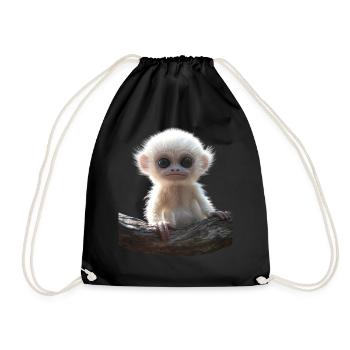 Gibbon Affe Weißhandgibbon Monkey Süße Lar Gibbons - Turnbeutel - Schwarz - Vorne