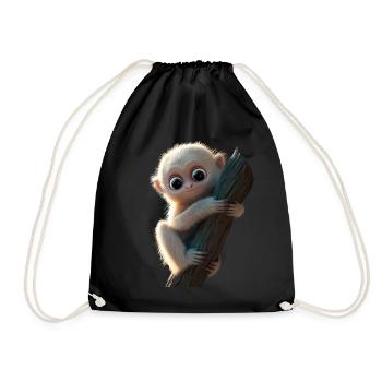 Gibbon Monkey Whitehand Gibbon Monkey Cute Lar Gibbons - Drawstring Bag - black - Front