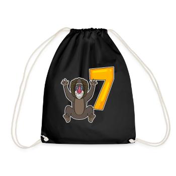 Motif Singe 7ème Anniversaire - 7 ans - Sac de sport léger - noir - Devant