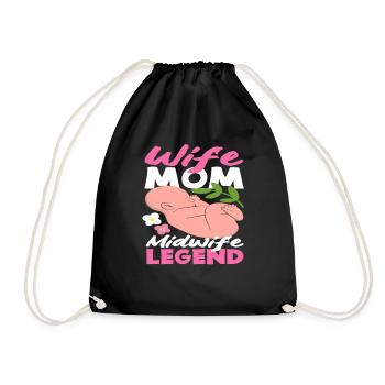Sage-femme maman femme légende - Sac de sport léger - noir - Devant