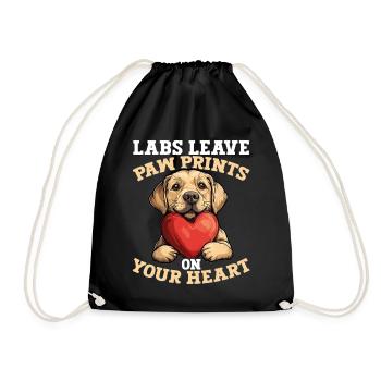Labrador Retriever Labs Leave Paw Prints on your - Drawstring Bag - black - Front