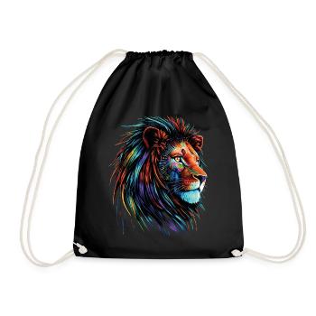 Lion Lover Wildlife Safari Art Lion Colorful - Drawstring Bag - black - Front