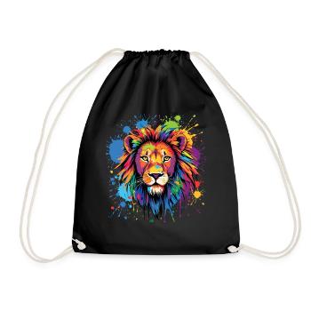 Lion Lover Wildlife Safari Art Lion Colorful - Drawstring Bag - black - Front