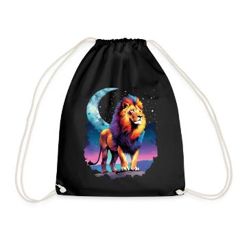 Lion Lover Wildlife Safari Art Lion Colorful - Drawstring Bag - black - Front