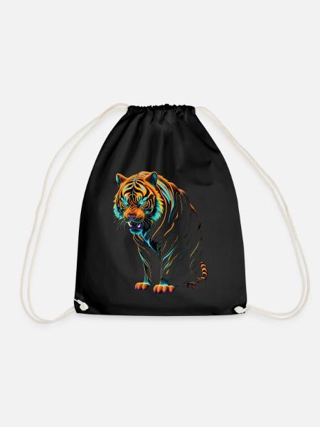 Lustiges Tiger Kunst Tier Natur Wildtier Tiere Zoo - Turnbeutel - Schwarz