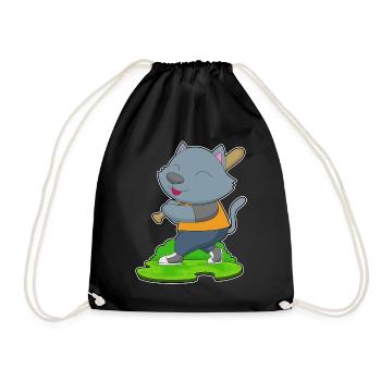 Katze Baseball Baseballschläger - Turnbeutel - Schwarz - Vorne