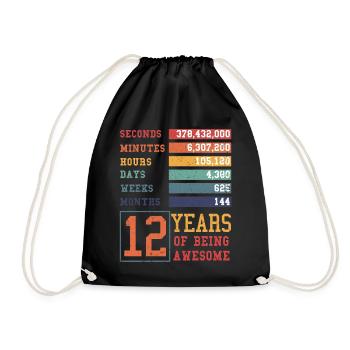 12 ans ! Cadeau d’anniversaire 12e anniversaire - Sac de sport léger - noir - Devant