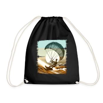 Kitesurfen Kitesurf Kitesurfer Kiteboard - Turnbeutel - Schwarz - Vorne