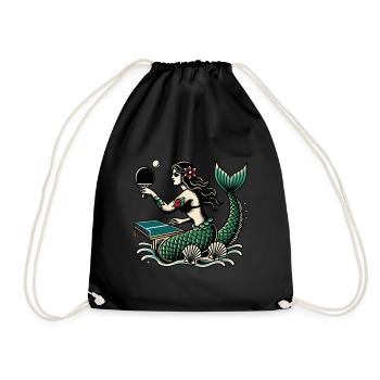 Tennis de table rétro tatouage style sirène design - Sac de sport léger - noir - Devant